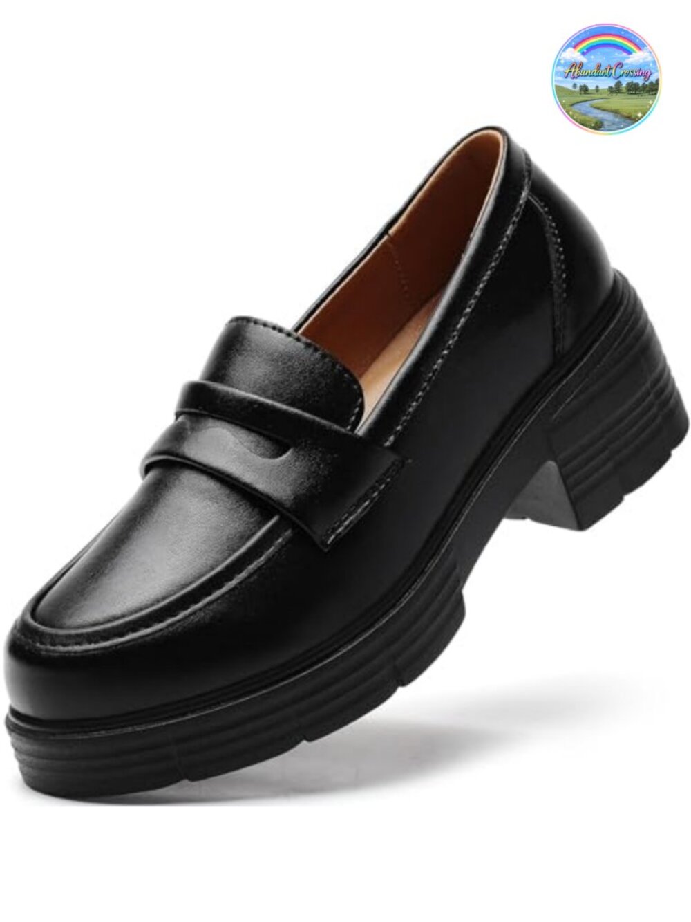 Women's Chunky Platform Penny Loafers Leather Slip On